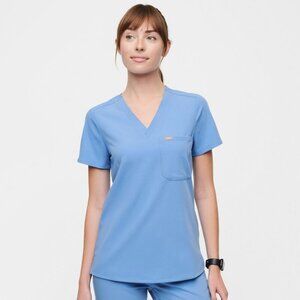 COPY - Figs | EUC Catarina One-Pocket Scrub Top in Ceil Blue, Size Medium